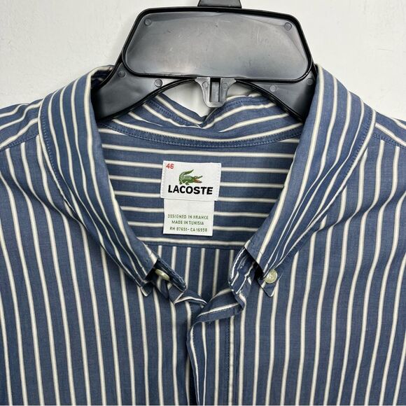 Lacoste Striped Button Down Shirt 46 - Picture 4 of 6